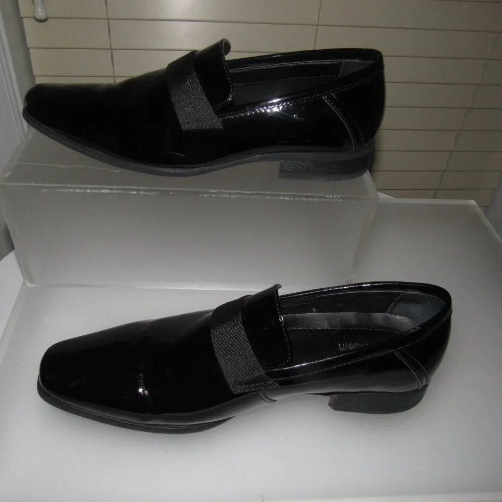 Calvin Klein Bernard Black Patent Loafers | Formal Slip-On Dress Shoes Size 9M
